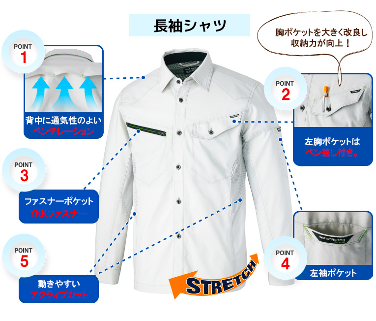 長袖シャツの特長紹介