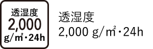 透湿度 2,000 g/㎡･24h