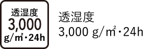 透湿度 3,000 g/㎡･24h