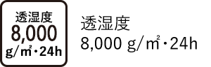 透湿度 8,000 g/㎡･24h