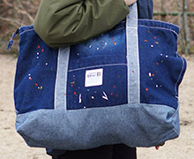 旅行に！マザーズバッグに！たっぷり収納できるBlueBデニムトートバッグ